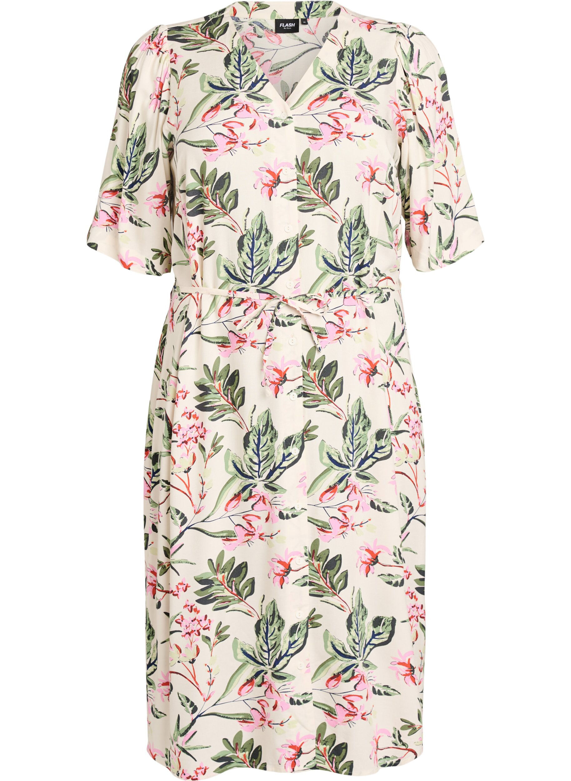 Midikl&auml;nning med tryck och knytsk&auml;rp