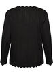 Cardigan with eyelet embroidery and wavy edges, Black, Packshot image number 1