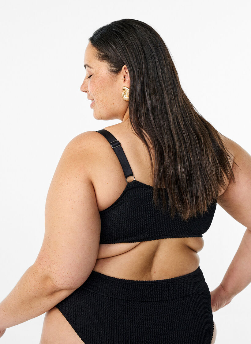 Bikinitopp i crêpe med justerbara axelband, Svart, Model image number 2