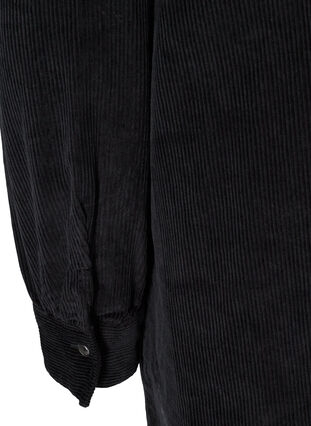 Långärmad skjortklänning i sammet, Black, Packshot image number 3