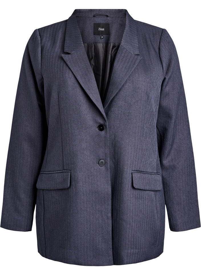 Klassisk blazer med fickor, Gr&aring;, Packshot image number 0