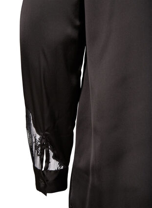 Skjorta med mesh och spets, Black, Packshot image number 3
