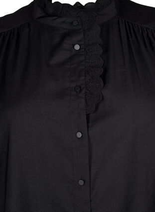 Viskosshirt blus med ruffles, Black, Packshot image number 2