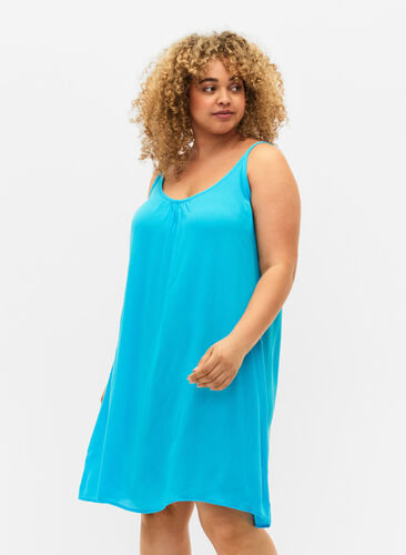 Enfärgad slipklänning i viskos, Blue Atoll, Model image number 2