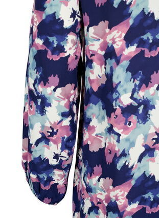 FLASH - Långärmad klänning med blommigt mönster, Evening Blue Water, Packshot image number 3