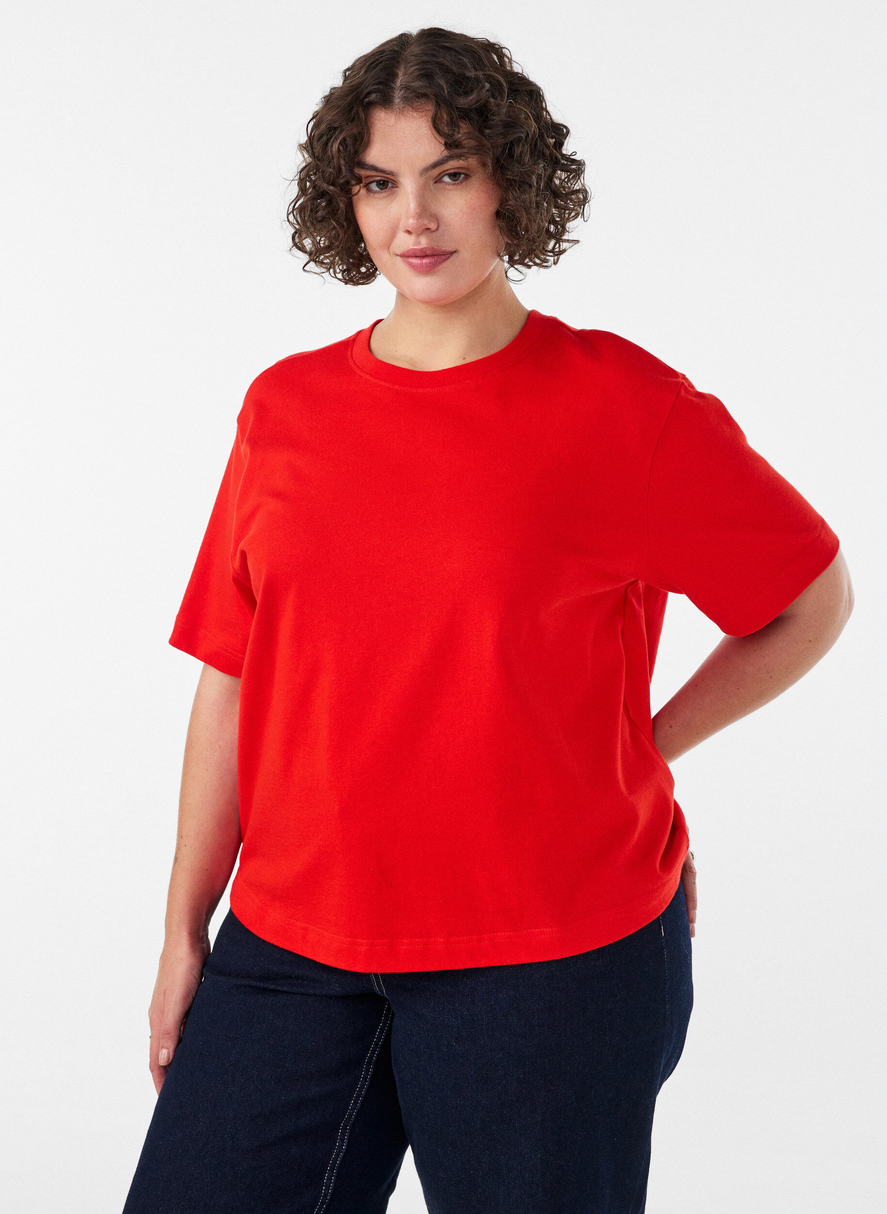 ZizziBoxig t-shirt i bomull, 0942, Model image number 0