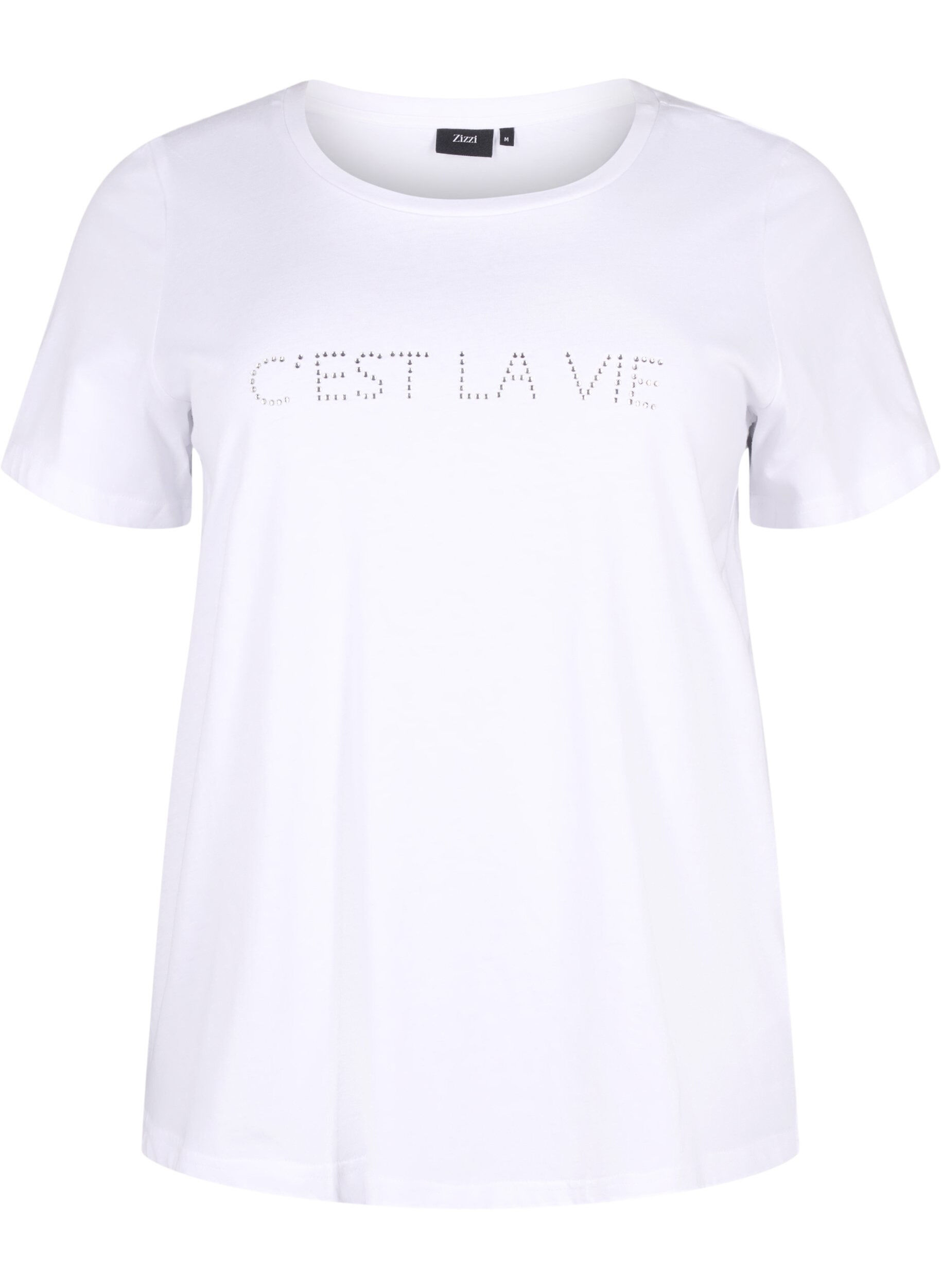 Zizzi T-shirt med strass, B.White W.Rhinestone, Packshot image number 0