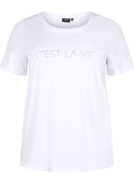 T-shirt med strass, B.White W.Rhinestone