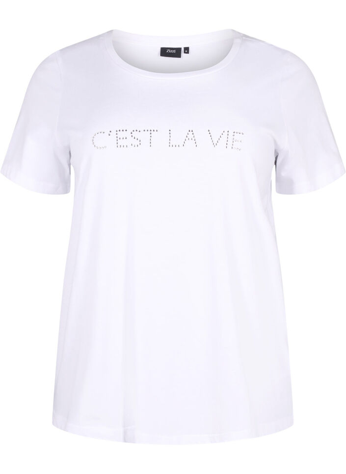 T-shirt med strass, B.White W.Rhinestone, Packshot image number 0