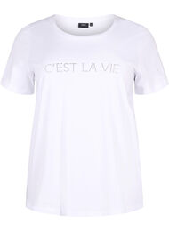 T-shirt med textmotiv, B.White W.Rhinestone