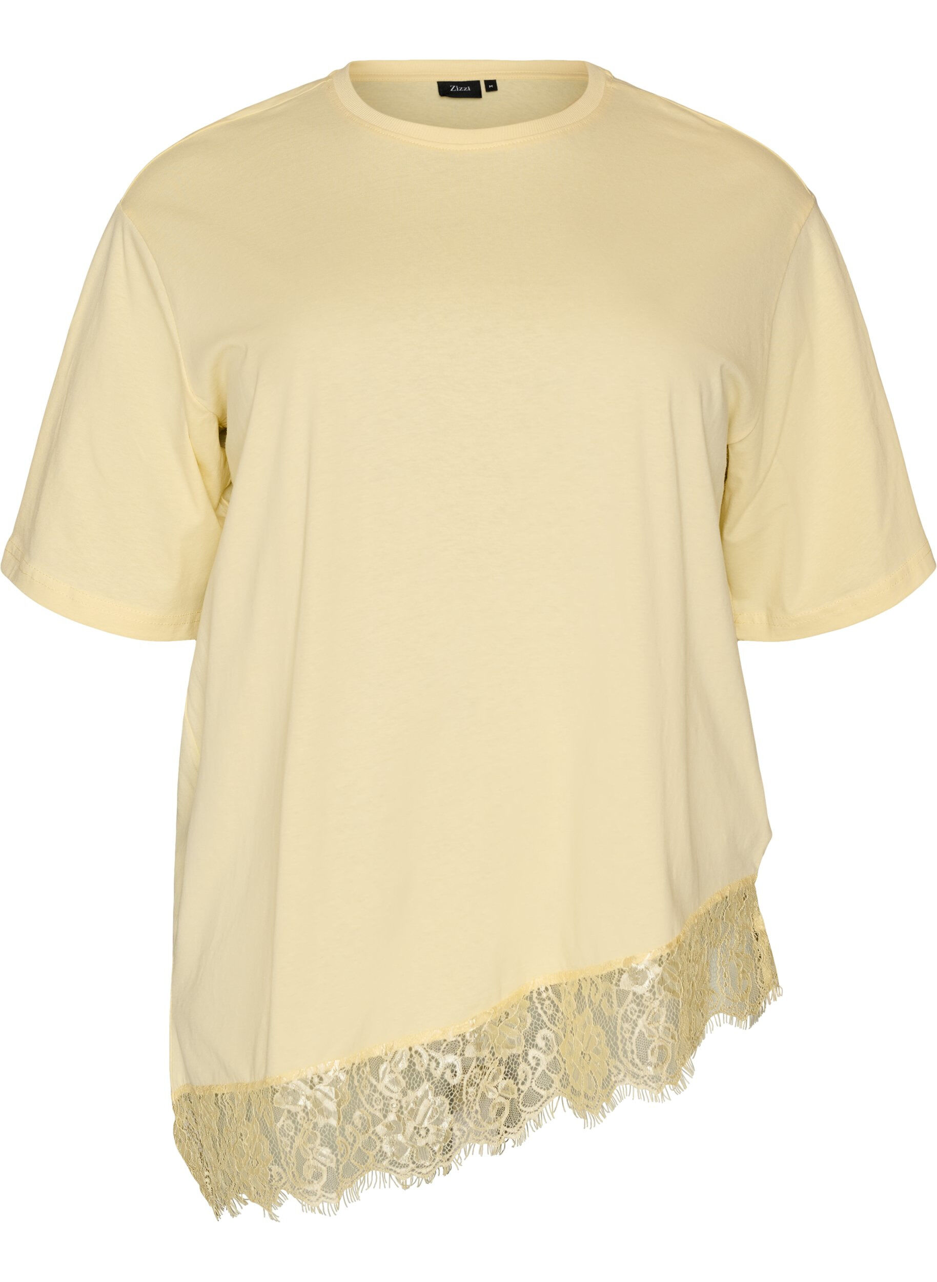 T-shirt med asymmetrisk spetskant