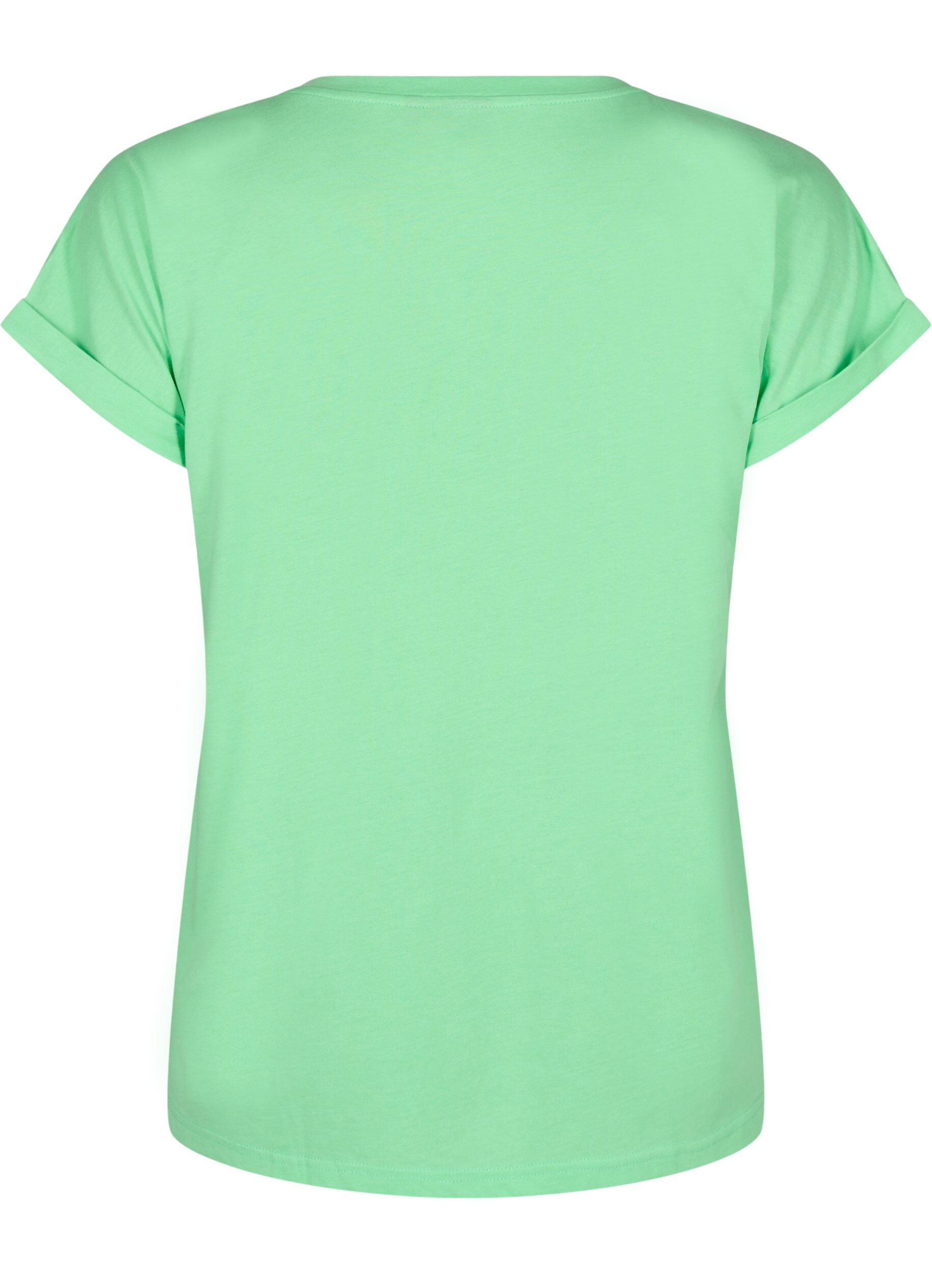 ZizziKort&auml;rmad t-shirt i bomullsblandning, Gr&ouml;n, Packshot image number 1