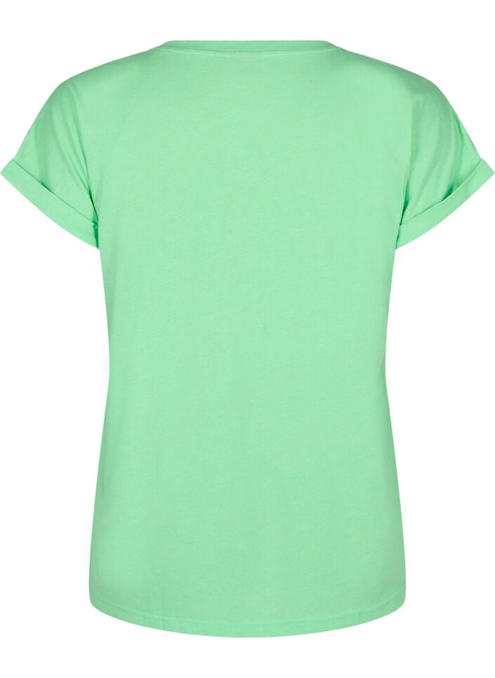 Kort&auml;rmad t-shirt i bomullsblandning, Gr&ouml;n, Packshot image number 1