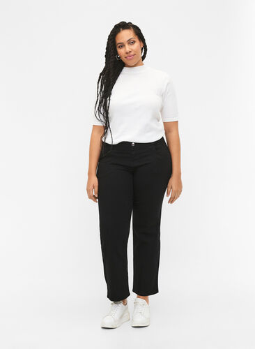 Regular fit Gemma jeans med hög midja, Black, Model image number 0