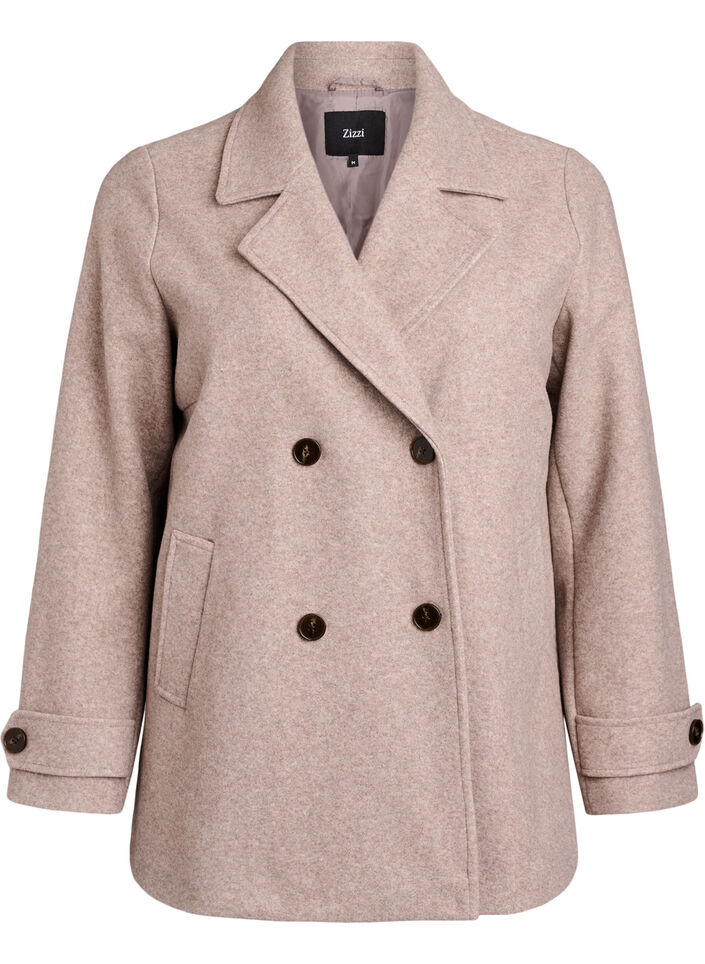 Kort kappa med dubbelkn&auml;ppt kn&auml;ppning, Beige, Packshot image number 0