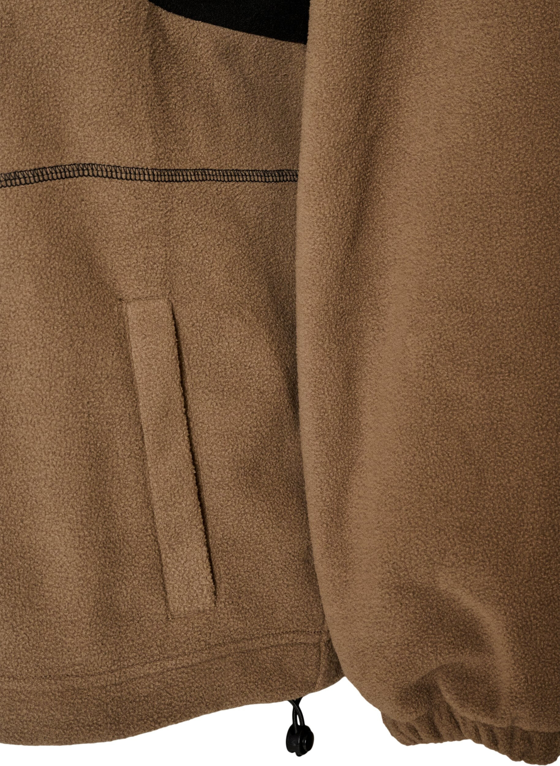 ZizziAnorak i fleece med huva och kontrastpanel, Brun, Packshot image number 3