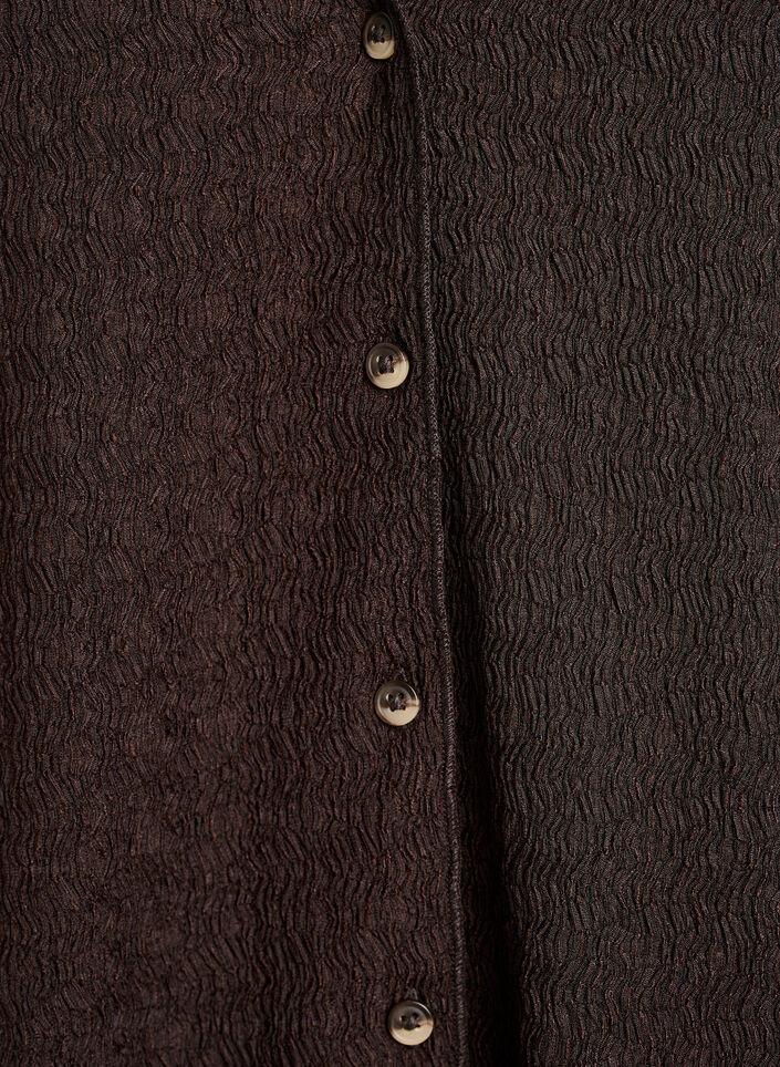 &Auml;rml&ouml;s topp med v&aring;gig struktur och kn&auml;ppning, Brun, Packshot image number 2