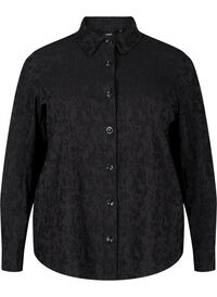 Skjortjacka i viskos med ton-i-ton-mönster