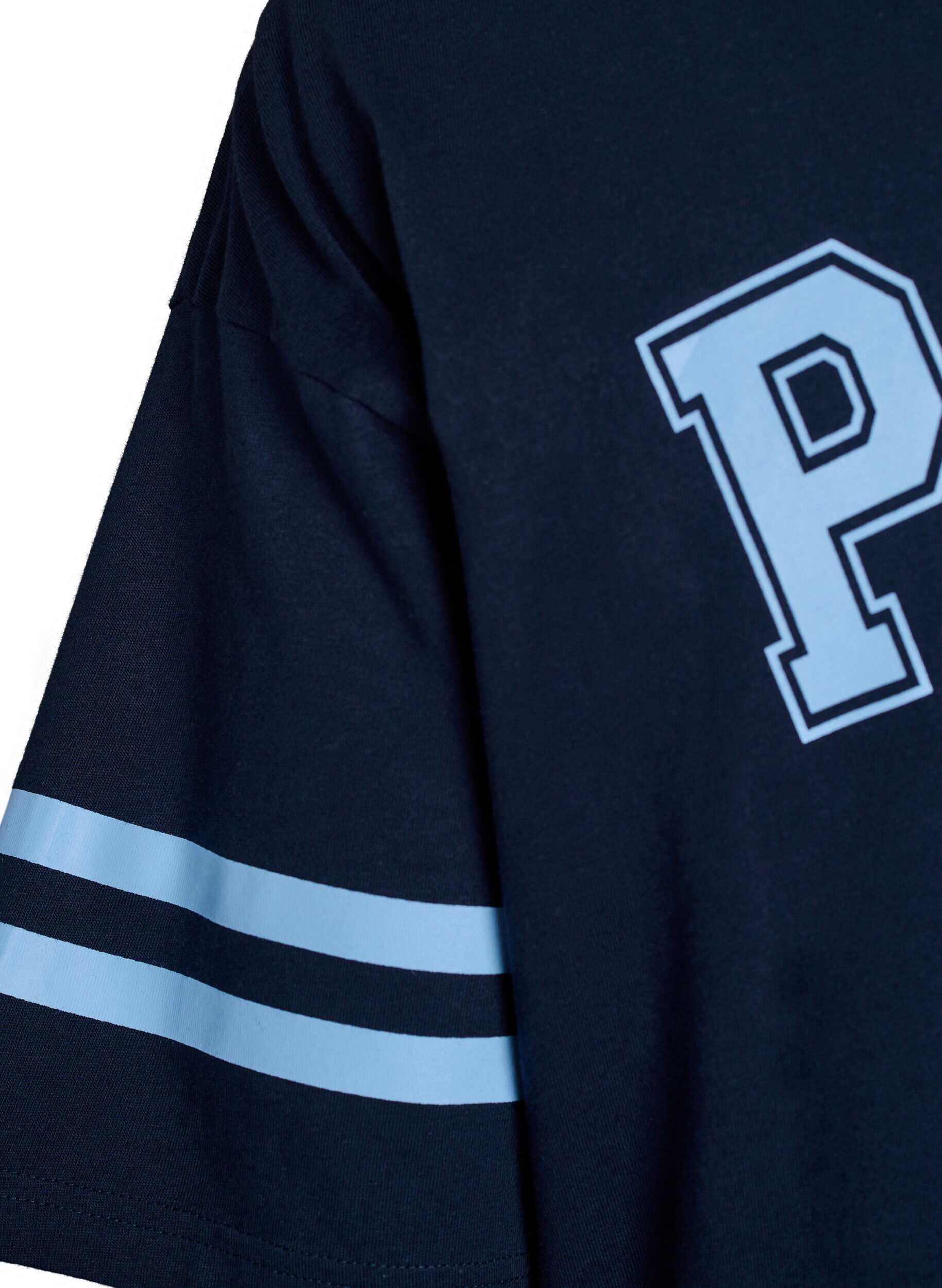 ZizziKort t-shirtkl&auml;nning med sportiga detaljer, Bl&aring;, Packshot image number 4