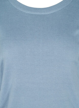 Stickat tröja med 3/4-ärmar, Blue Shadow Mel, Packshot image number 2