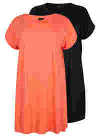 2-pack klänningar i bomull med korta ärmar