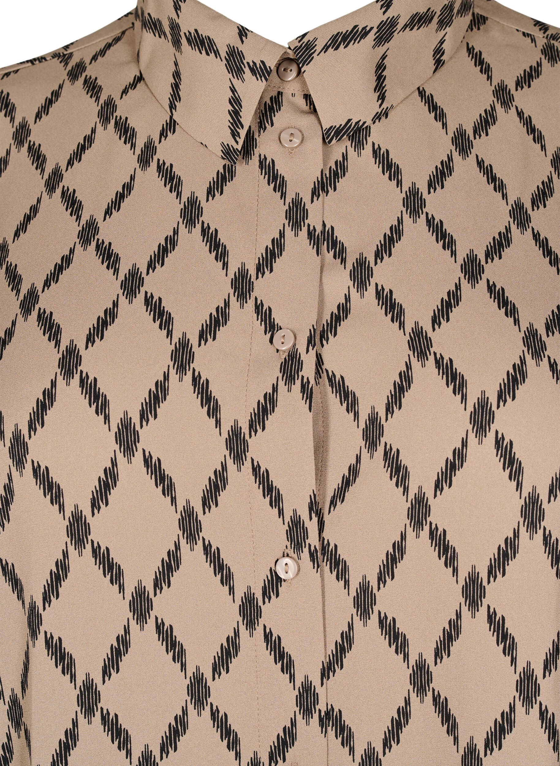 Zizzi M&ouml;nstrad skjorta med l&aring;nga &auml;rmar, Grafic AOP, Packshot image number 2