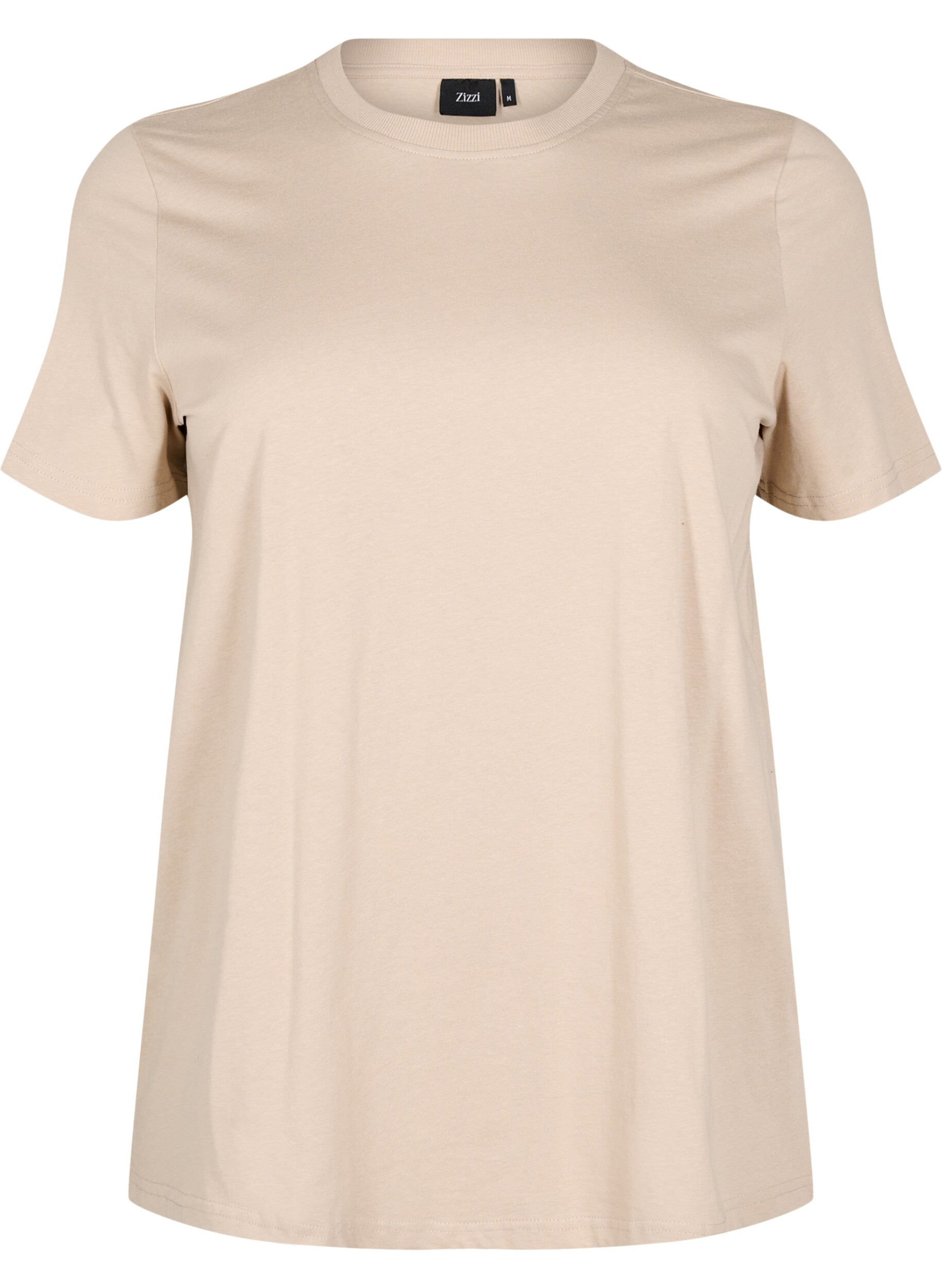 ZizziEnkel t-shirt i bomull med rund halsringning, Beige, Packshot image number 0