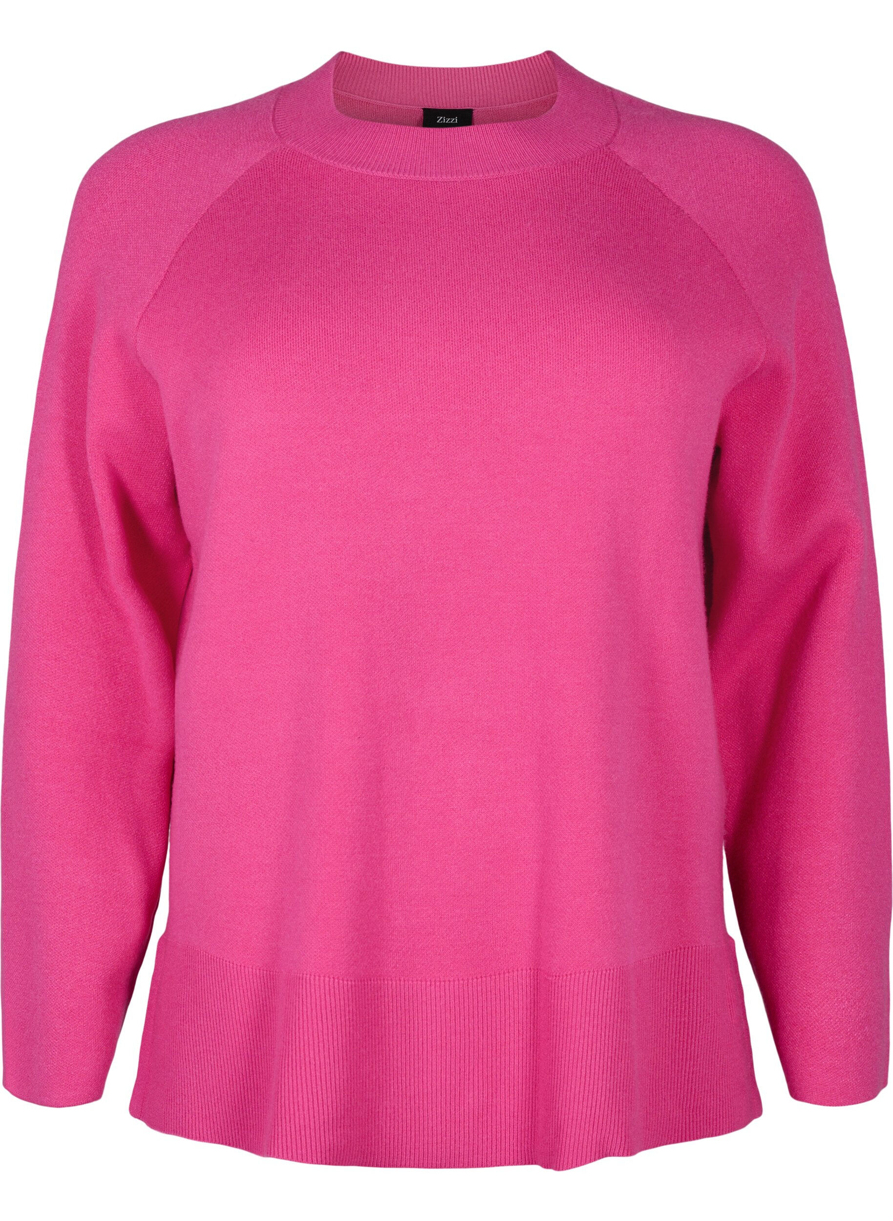 Zizzi Pullover i viskosblandning, med slits i sidan	, Raspberry Rose, Packshot image number 0