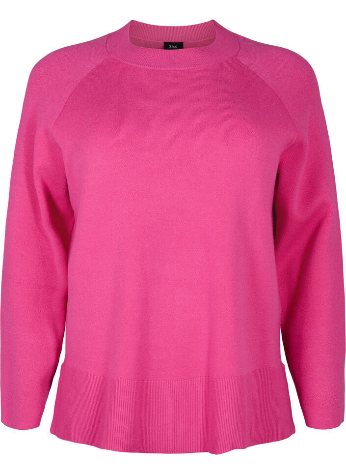Pullover i viskosblandning, med slits i sidan	, Raspberry Rose, Packshot image number 0