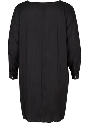 Långärmad klänning i viskos, Black, Packshot image number 1