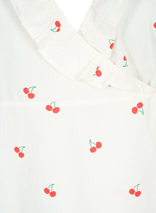 Omlottblus i bomull med körsbärsmönster, B. White/Cherry, Packshot image number 2
