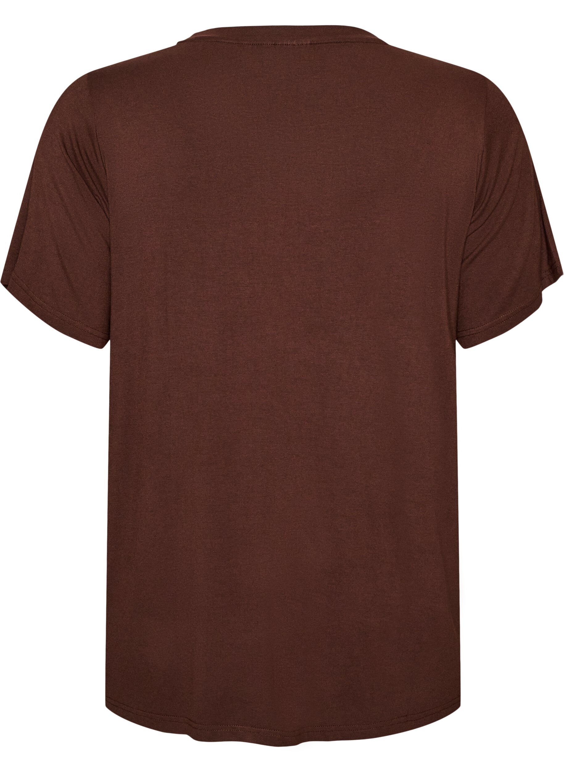ZizziT-shirt i viskos med strass, Brun, Packshot image number 1