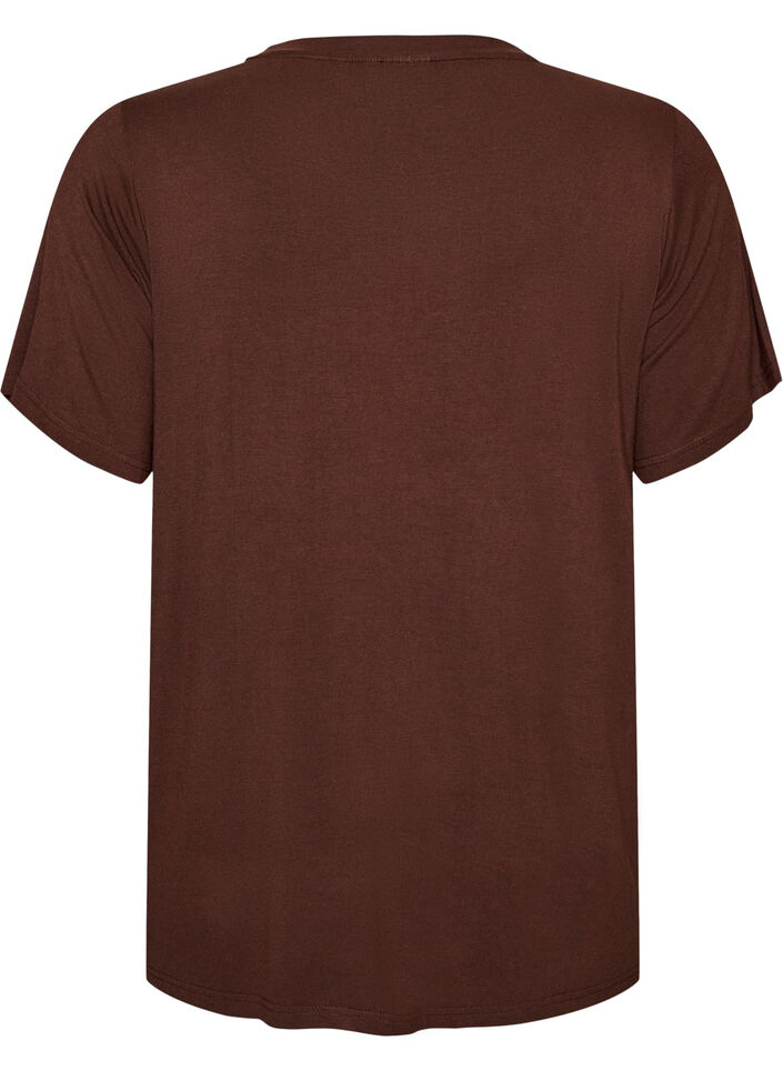 T-shirt i viskos med strass, Brun, Packshot image number 1