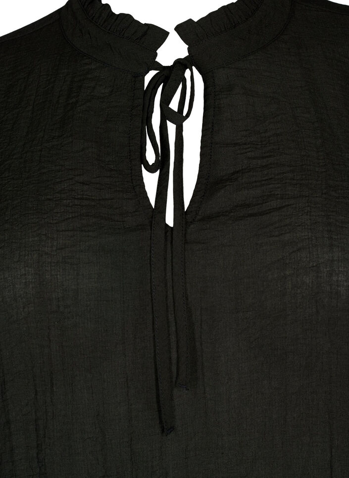 Långärmad blus med peplum, Svart, Packshot image number 2