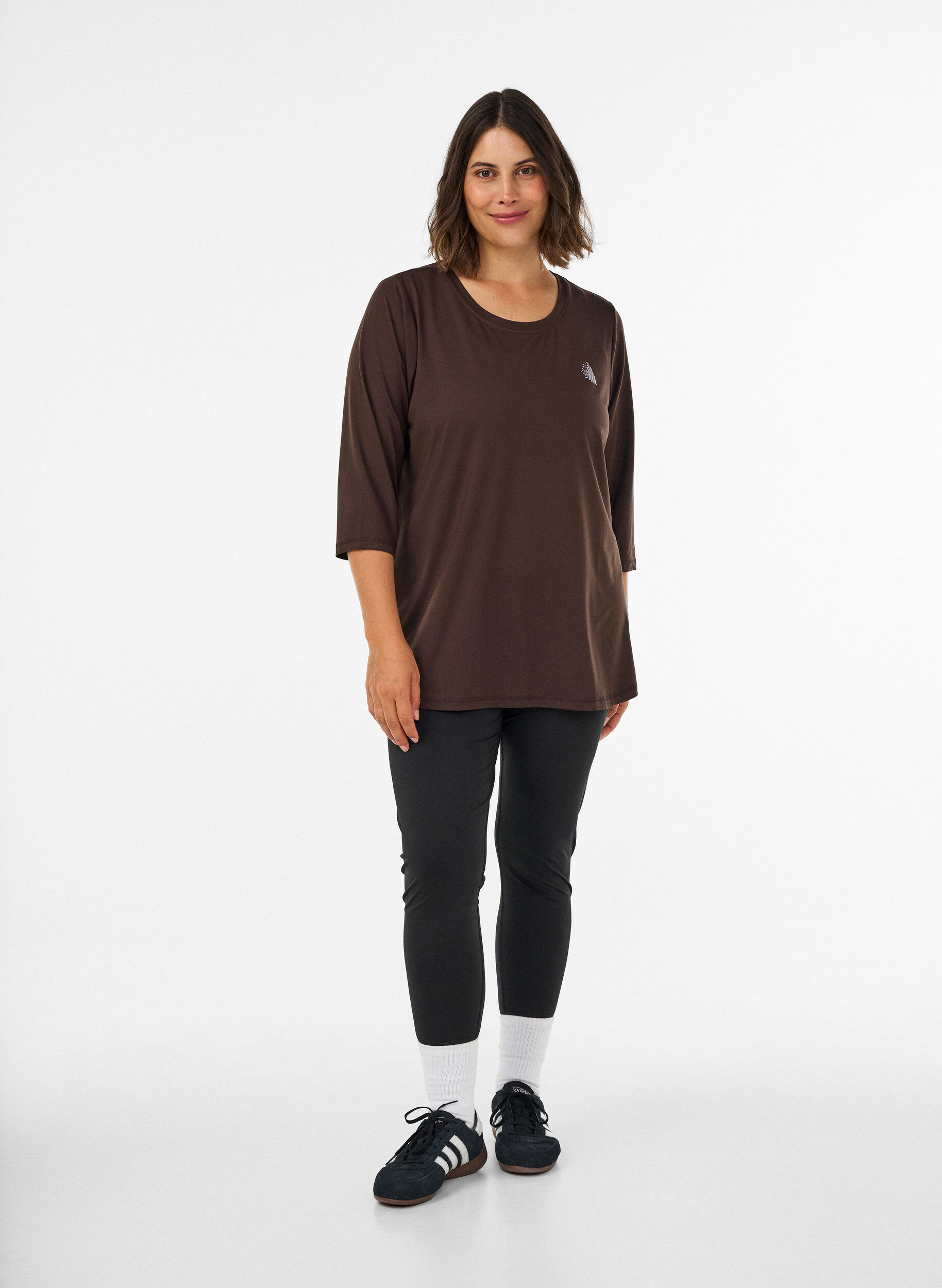 ZizziTr&auml;ningstr&ouml;ja med 3/4 &auml;rmar, Brun, Model image number 1