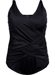 Baddr&auml;kt med draperad korsdetalj, Svart