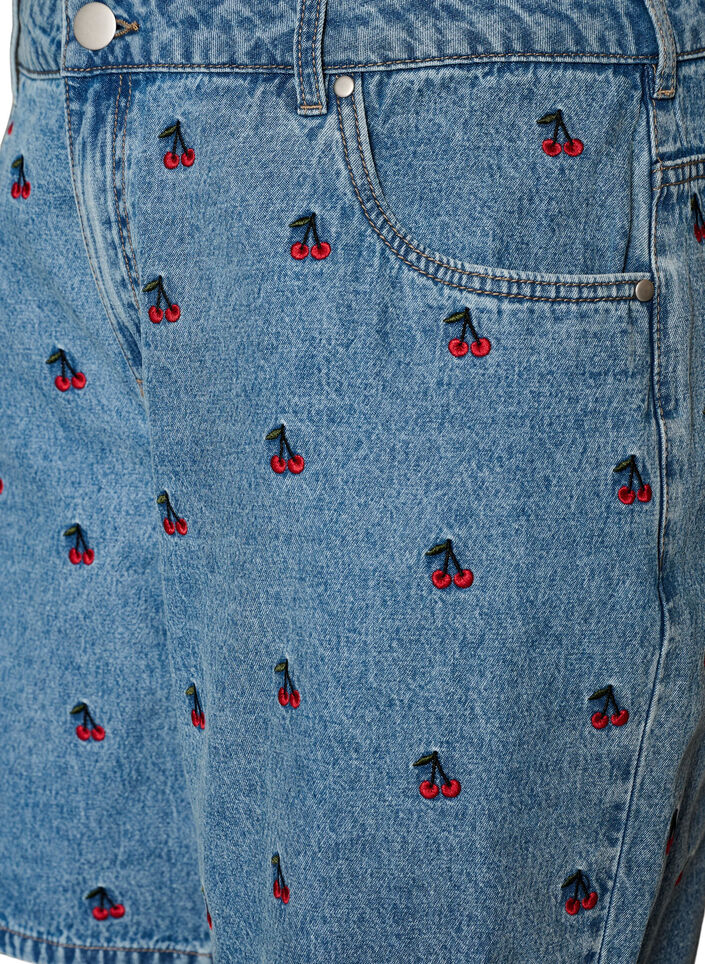 Broderade jeansshorts, Bl&aring;, Packshot image number 2