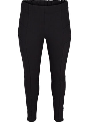 Enfärgade leggings i viskosmix, Black, Packshot image number 0
