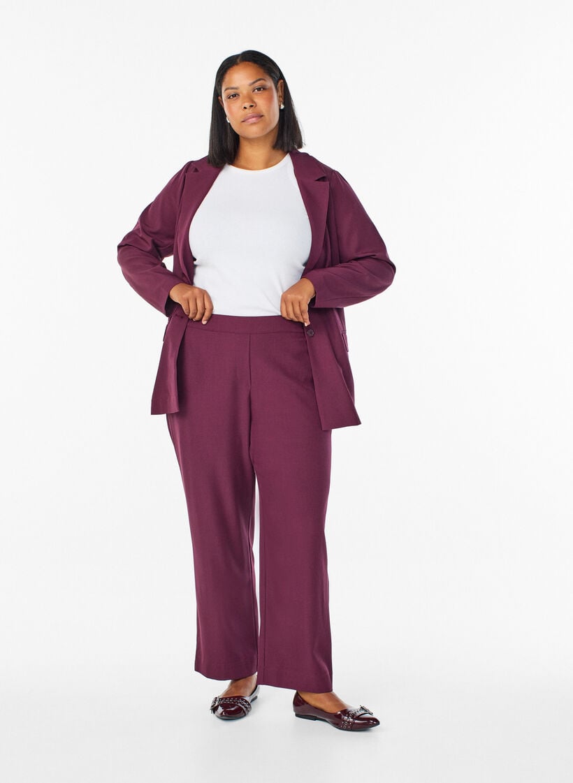 L&ouml;sa byxor med fickor, M&ouml;rk Bordeaux, Model image number 0