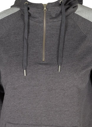 Sweatshirt med huva och ficka, Dark Grey Melange, Packshot image number 2