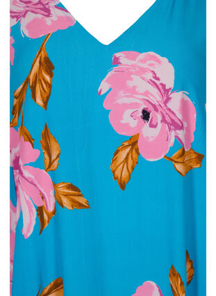 Midiklänning i viskos med blommigt mönster, Blue Pink Flower, Packshot image number 2