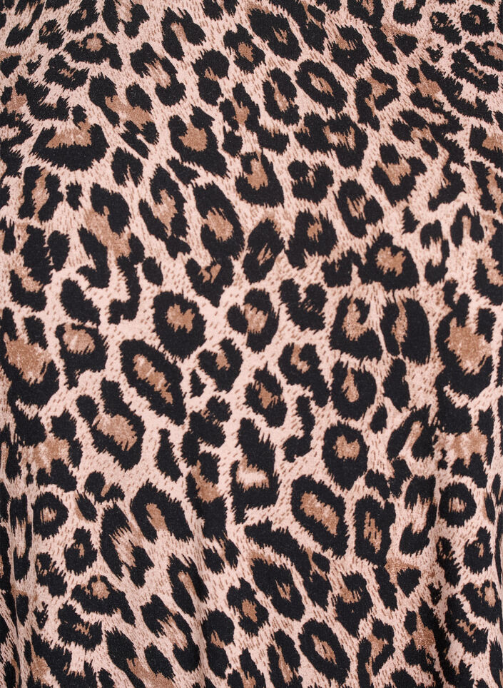 L&aring;ng&auml;rmad blus med leopardm&ouml;nster, Brun, Packshot image number 2