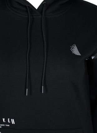 Lång sweatshirt med slits och ficka, Black, Packshot image number 2