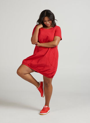 Klänning med fickor , Lipstick Red, Model image number 0