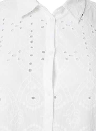 Skjortklänning med broderi anglaise, Bright White, Packshot image number 2