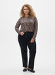 L&aring;ng&auml;rmad blus med leopardm&ouml;nster, Brun, Model image number 1