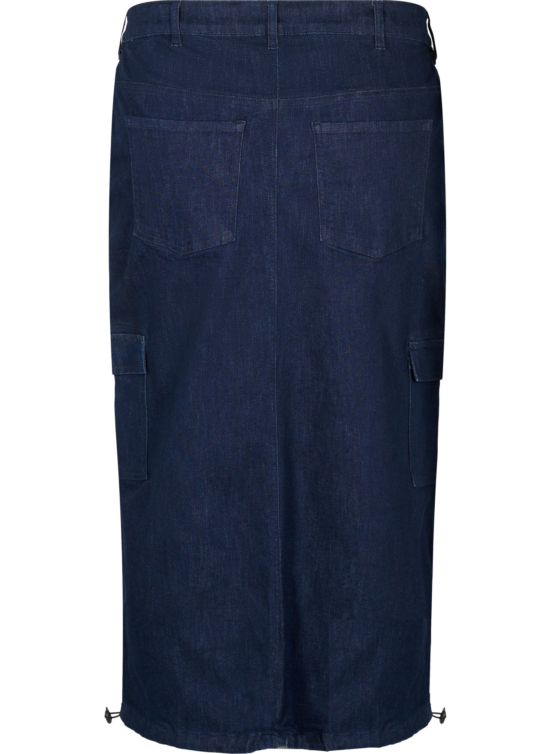 Zizzi Maxikjol i denim, Dark Blue Denim, Packshot image number 1