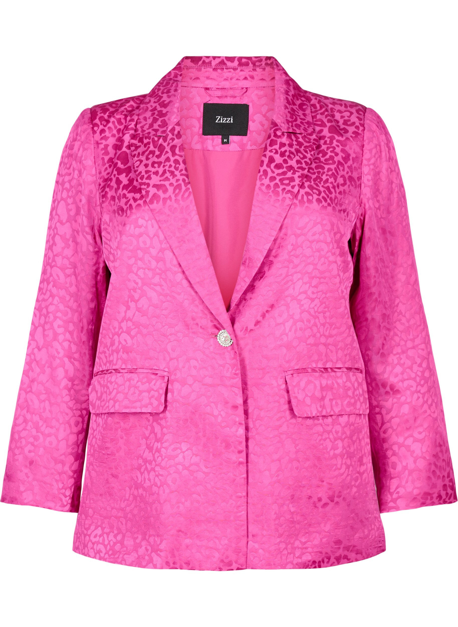 Zizzi Jacquardblazer i viskos, ton i ton, Rose Violet, Packshot image number 0
