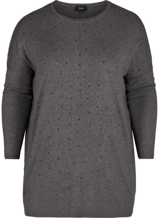 Stickad tröja, Dark Grey Melange, Packshot image number 0