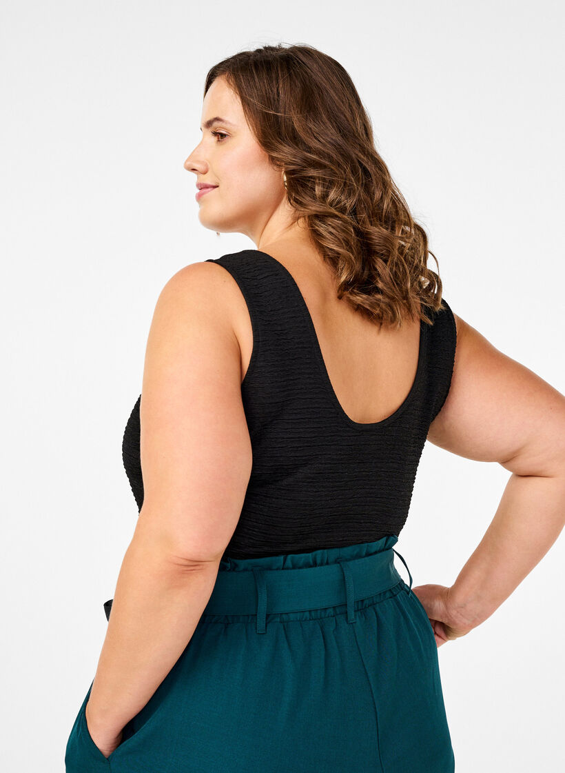 Ärmlös body med textur, Black, Model image number 1